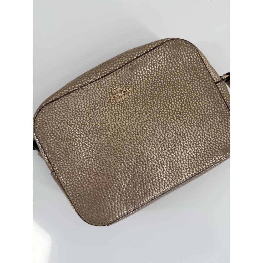 COACH  Shoulder bag Metallic gold‎ C1404 Refined Pebble Leather Camera Bag
